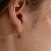 Mini Gemstone Drop Hoop Earrings 18K Gold Filled